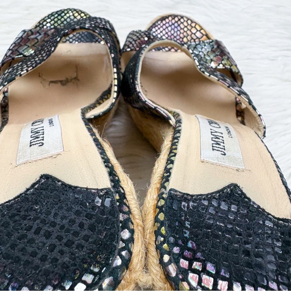 Jimmy Choo Phyllis Espadrille Wedge Heel Python Snakeskin Iridescent Metallic - Picture 9 of 13